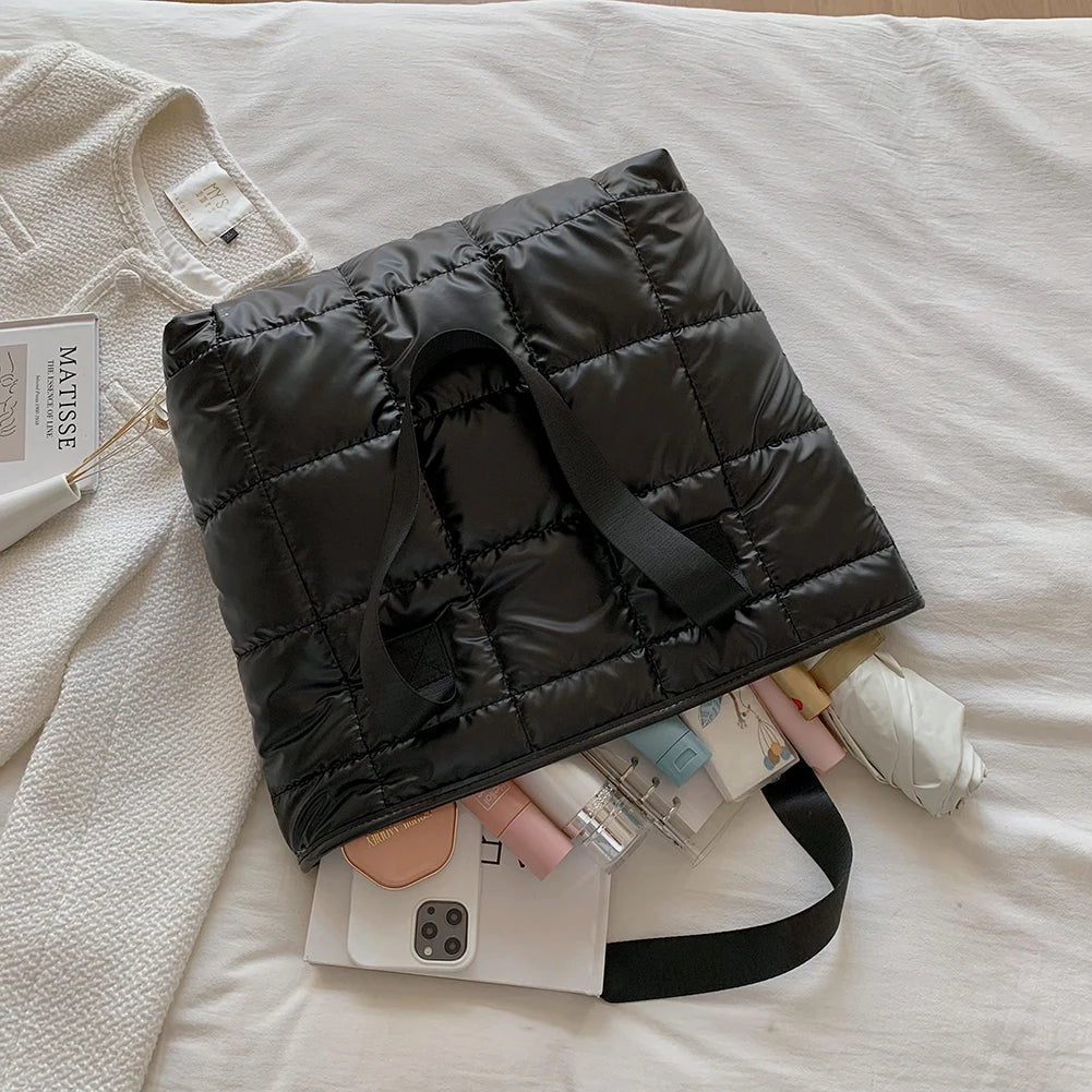 Portable Travel Women Padded Nylon Top-handle Space Bag Handbag