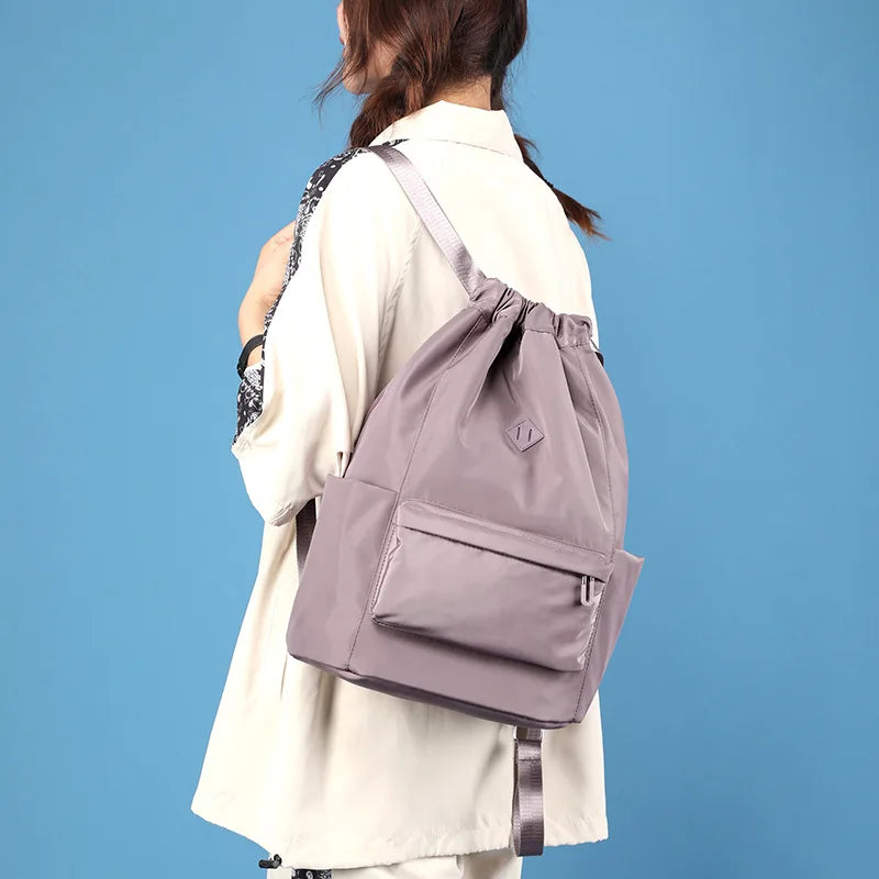 Portable Women Drawstring Backpack Lightweight Waterproof Daypack
