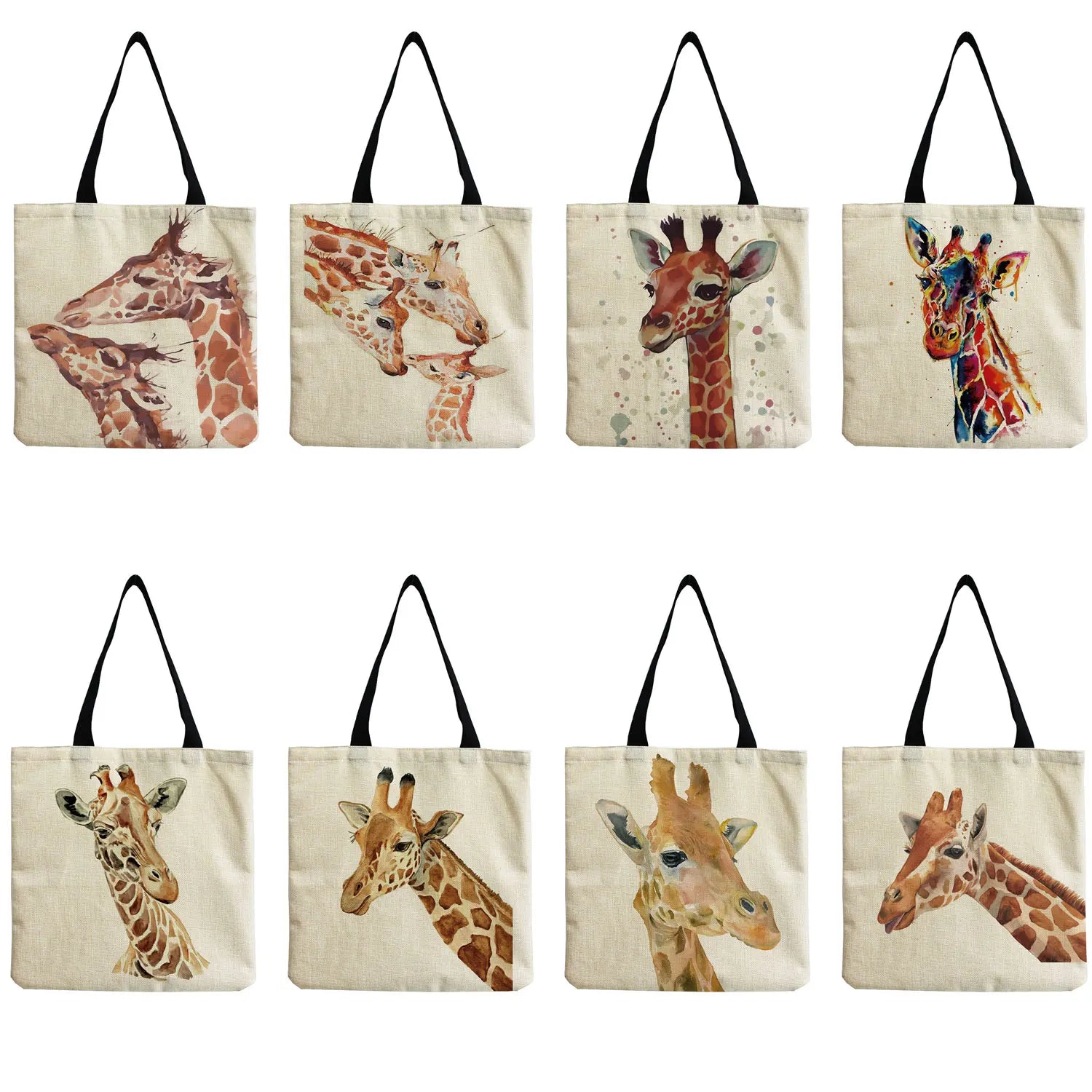 Portable Women Eco Friendly Bag Giraffe Printed High Capacity