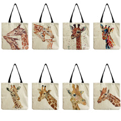 Portable Women Eco Friendly Bag Giraffe Printed High Capacity