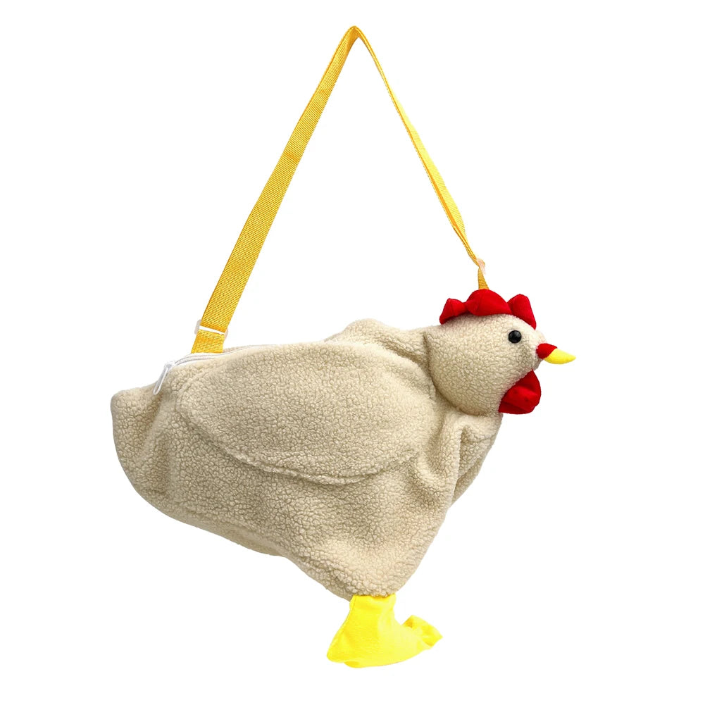 Women Plush Cartoon Shoulder Bag Hen Shape Crossbody Bag