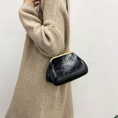 Retro Leather Women Handbag Wide Shoulder Strap Crossbody Bag