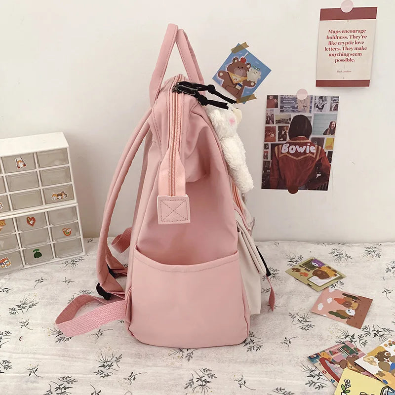 Preppy Purple Backpack Women Waterproof Candy Colors Fancy High School