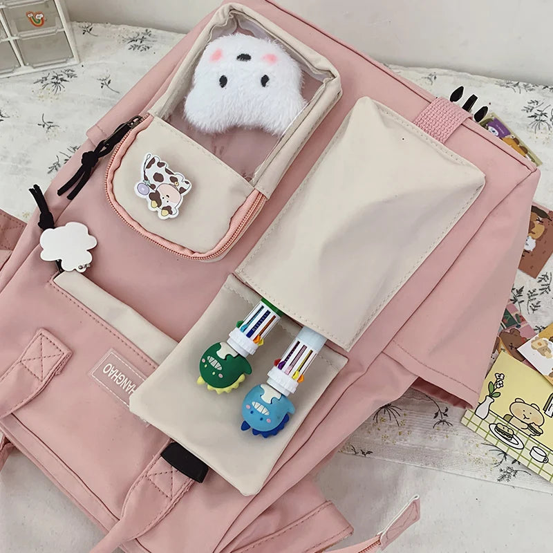 Preppy Purple Backpack Women Waterproof Candy Colors Fancy High School