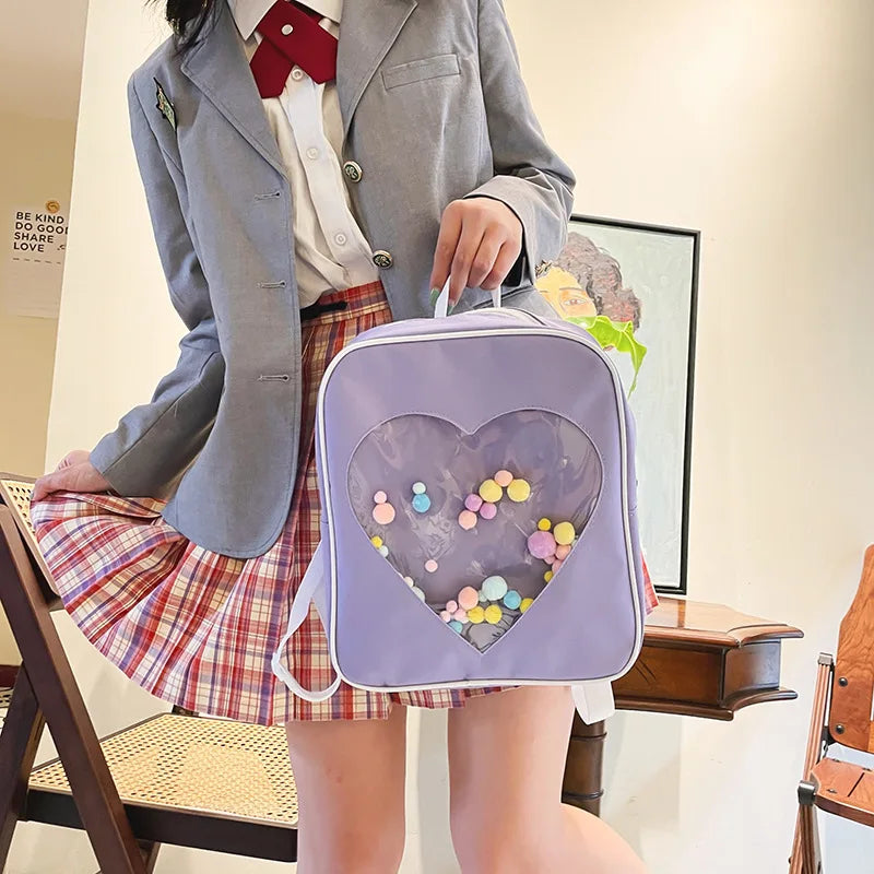 Preppy Style Kids Backpack School Bags for Teen Girls Clear Backpacks