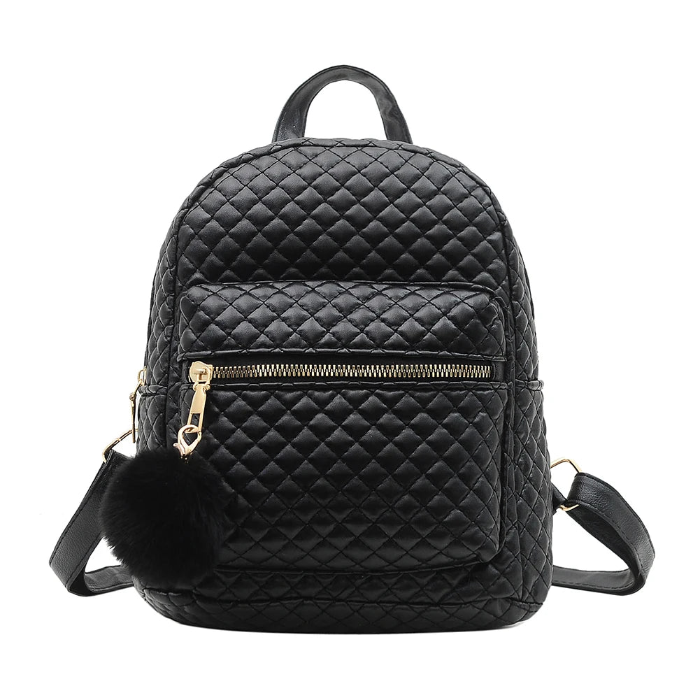 Preppy Style Women Lattice PU Leather Backpack