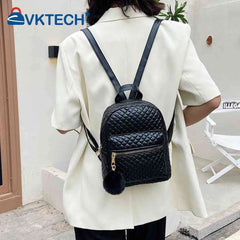 Preppy Style Women Lattice PU Leather Backpack