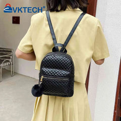 Preppy Style Women Lattice PU Leather Backpack