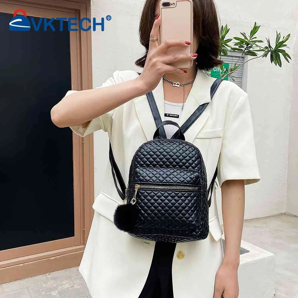 Preppy Style Women Lattice PU Leather Backpack