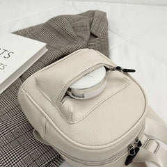 Preppy Style Leather Lychee Pattern Backpack Women School Rucksack