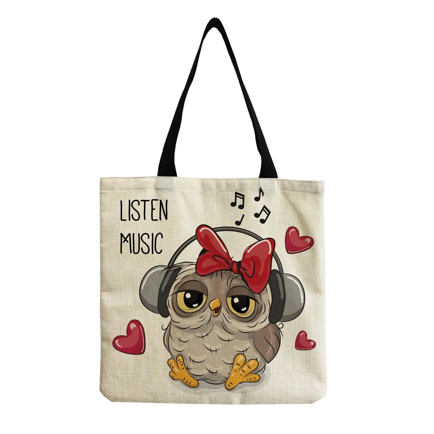 Cartoon Owl Women Shoulder Travel Tote Bag Eco-Friendly Handbag