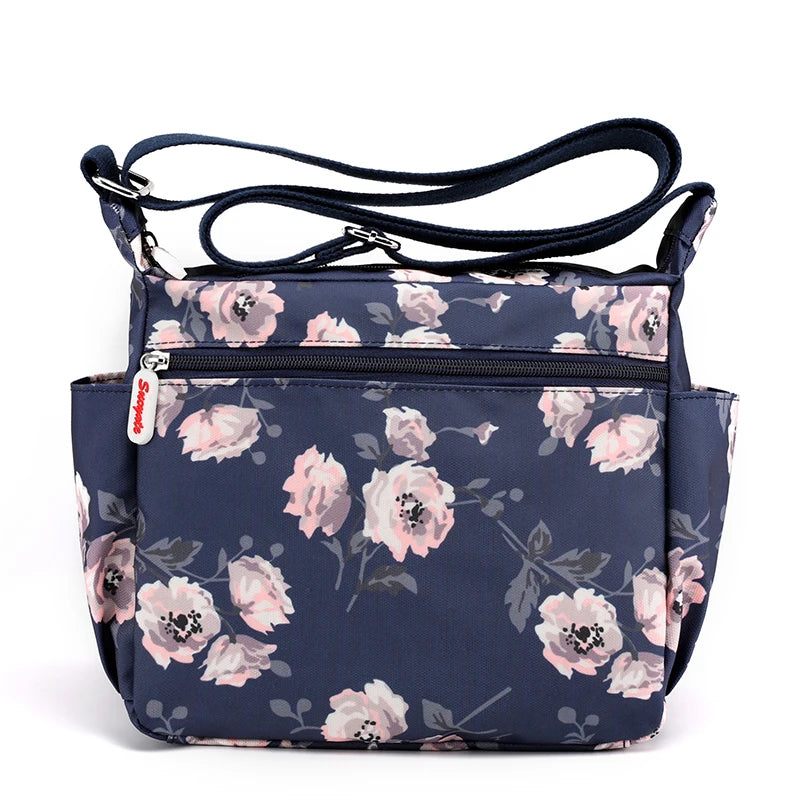 Flower Crossbody Bag Women Shoulder Bag Nylon Messenger Handbag