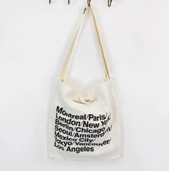 Casual Letter Canvas Denim Handbag Small Fresh Shoulder Bag