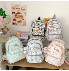 Printing Nylon Backpack Large Capacity For Women