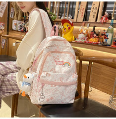 Printing Nylon Backpack Large Capacity For Women