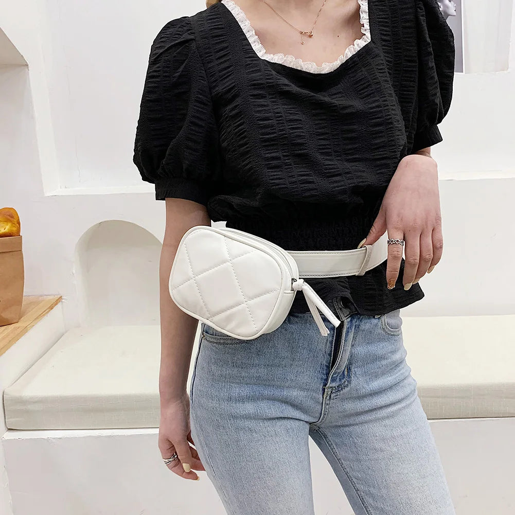 PU Leather Zipper Crossbody Chest Bag for Women