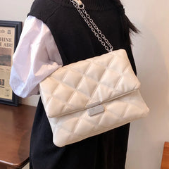 Embroidered Pu Leather Chain Crossbody Messenger Bag for Women