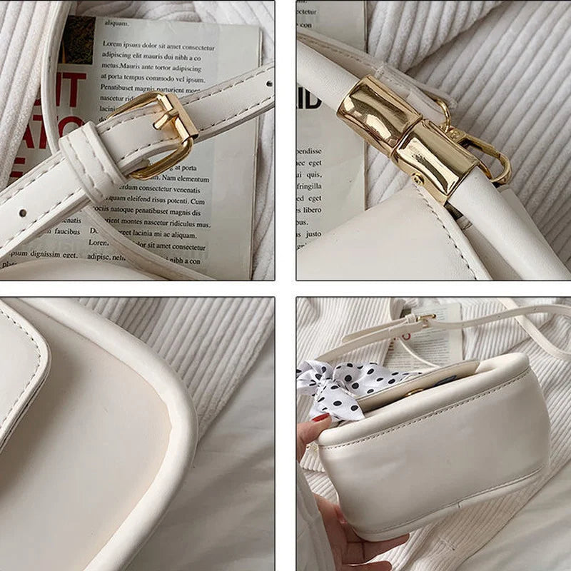 PU Leather Underarm Shoulder Bag Mini Handbag Solid Ladies Crossbody Bags