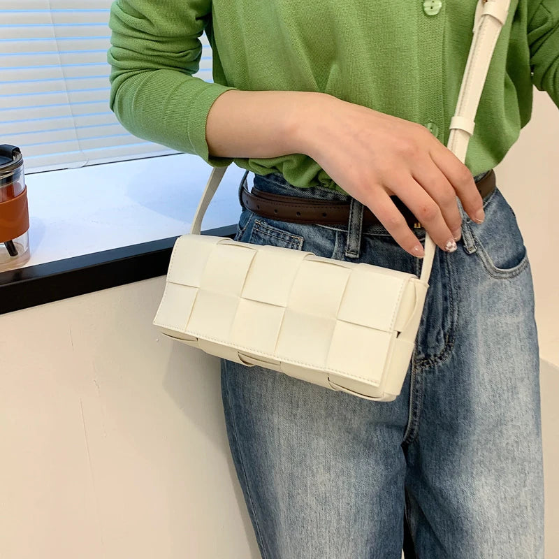 Summer Shoulder Bag Solid Women's Handbag Braided Small Wallet