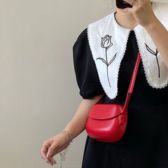 Vintage Red Saddle Shoulder Bag for Women