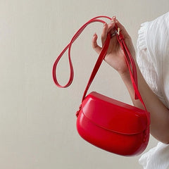 Vintage Red Saddle Shoulder Bag for Women