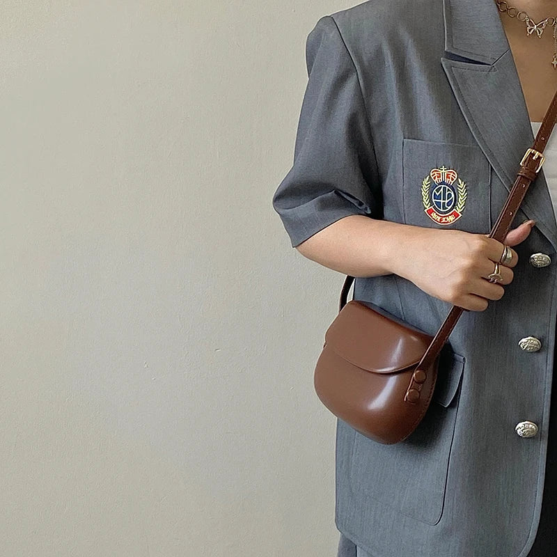 Vintage Red Saddle Shoulder Bag for Women