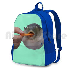 Pufferfish Eating Carrot Outdoor Hiking Backpack Waterproof Camping Travel