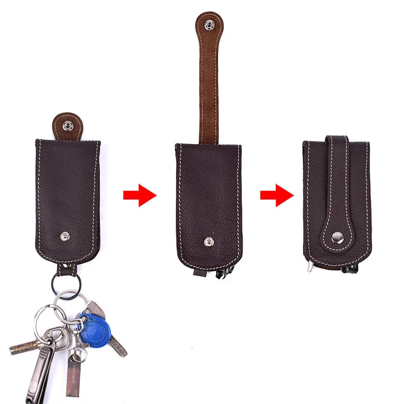 Leather Keychain Wallet Car Key Holder Organizer Case