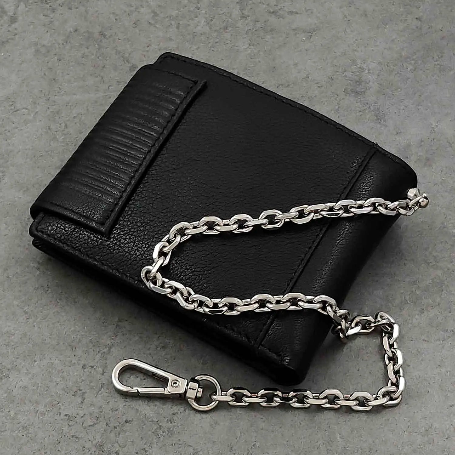 Punk Biker Skull Men's Leather Wallet with Chain