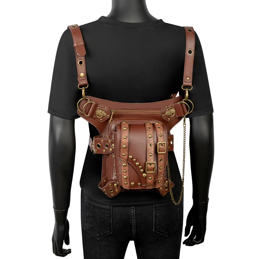Punk Rock Locomotive Chain Bag Single Shoulder Messenger Bag