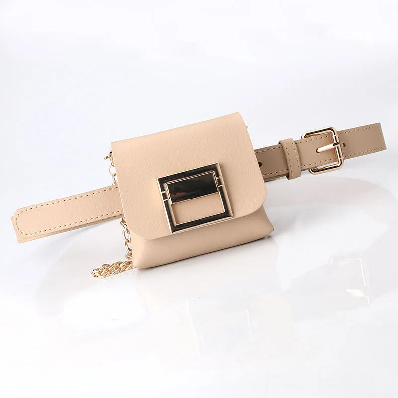 Punk Silver Pin Buckle Strap Belt Shoulder Bag Phone Pouch Waist Bags Women