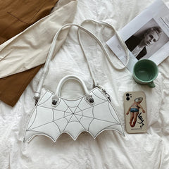 Women's Punk Style Shoulder Bag Cartoon Bat Crossbody Bag Funny PU Leather Purse