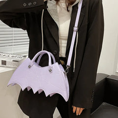 Women's Punk Style Shoulder Bag Cartoon Bat Crossbody Bag Funny PU Leather Purse