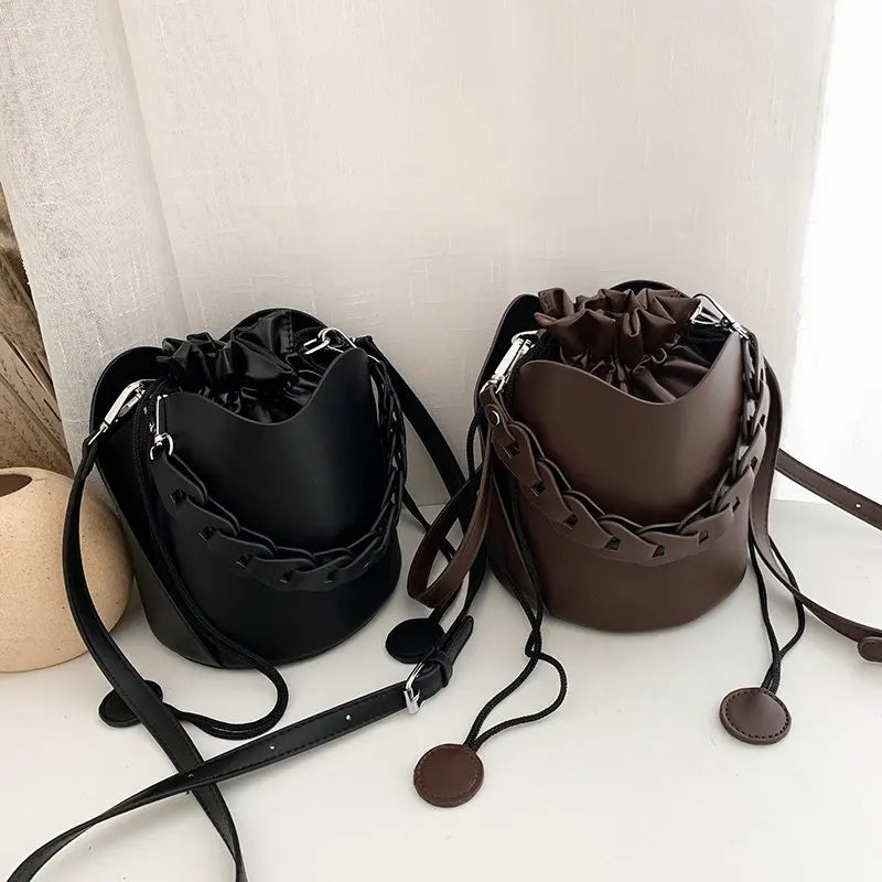 Vintage Style Bucket Bag for Women Drawstring Tote Bolsa Feminina