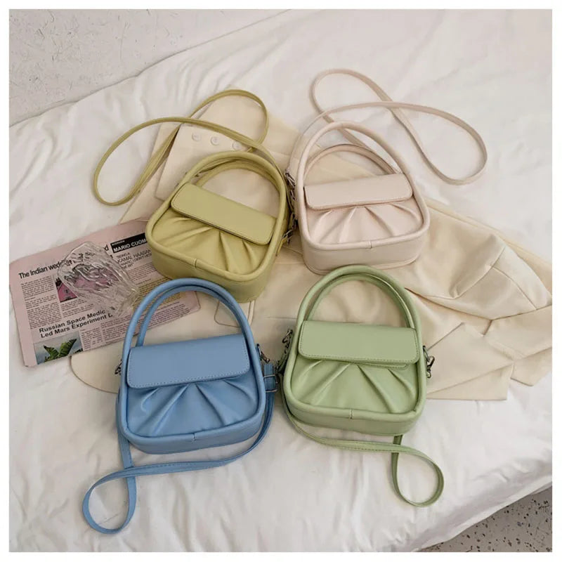 Pure Ladies Shoulder Bag Folds Temperament Versatile Handbag