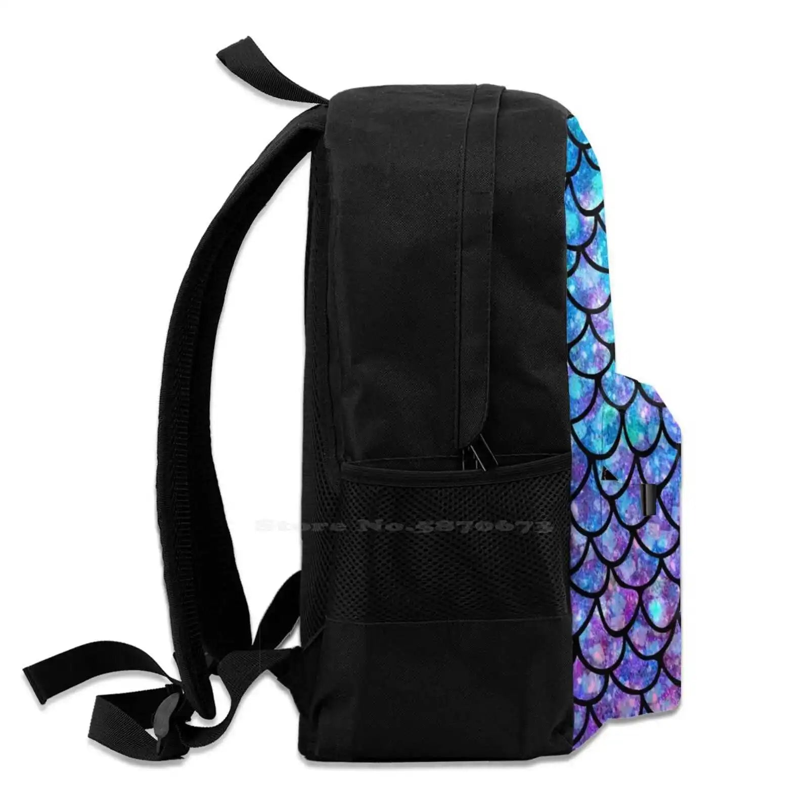 Mermaid Scales Backpack School Laptop Travel Bag Fairy Tale Scale Whale Tail