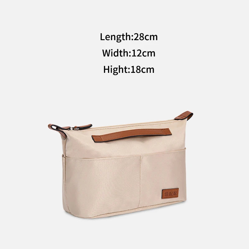 Satin Purse Organizer Insert with 7 Pockets Zipper for Woody Tote