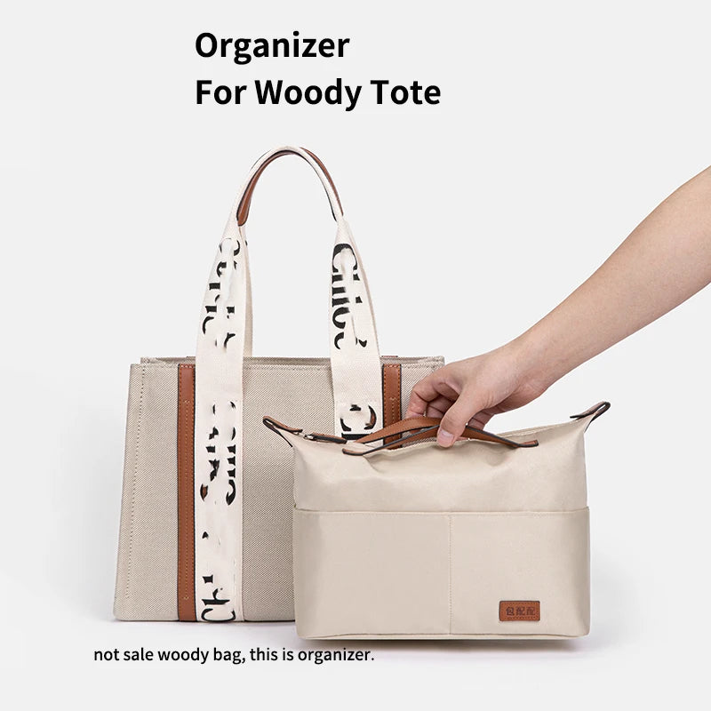 Satin Purse Organizer Insert with 7 Pockets Zipper for Woody Tote