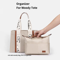 Satin Purse Organizer Insert with 7 Pockets Zipper for Woody Tote