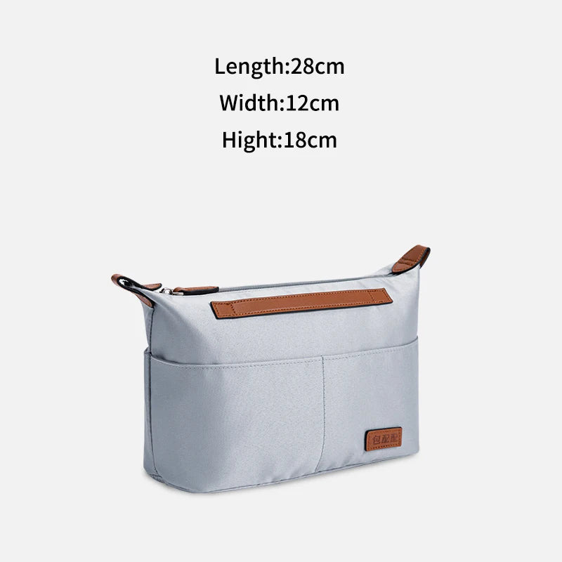 Satin Purse Organizer Insert with 7 Pockets Zipper for Woody Tote