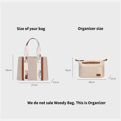 Satin Purse Organizer Insert with 7 Pockets Zipper for Woody Tote
