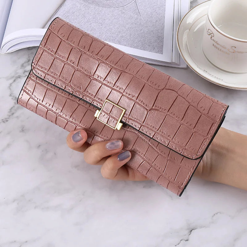 Urban Crocodile Buckle Clutch Wallet Large Capacity