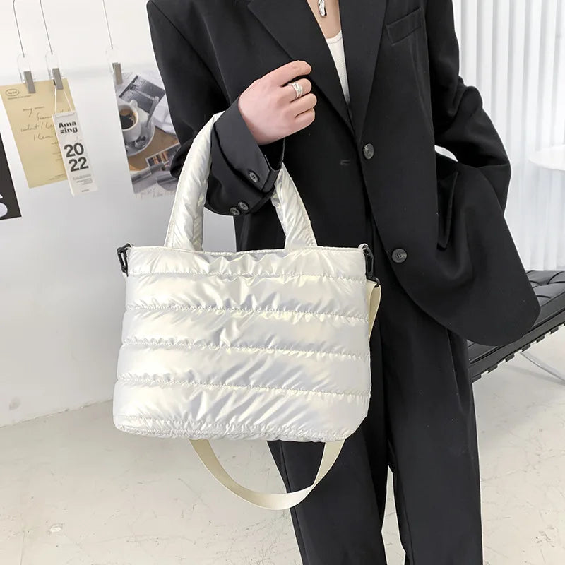 Winter Down Material Warm Portable Shoulder Crossbody Bag