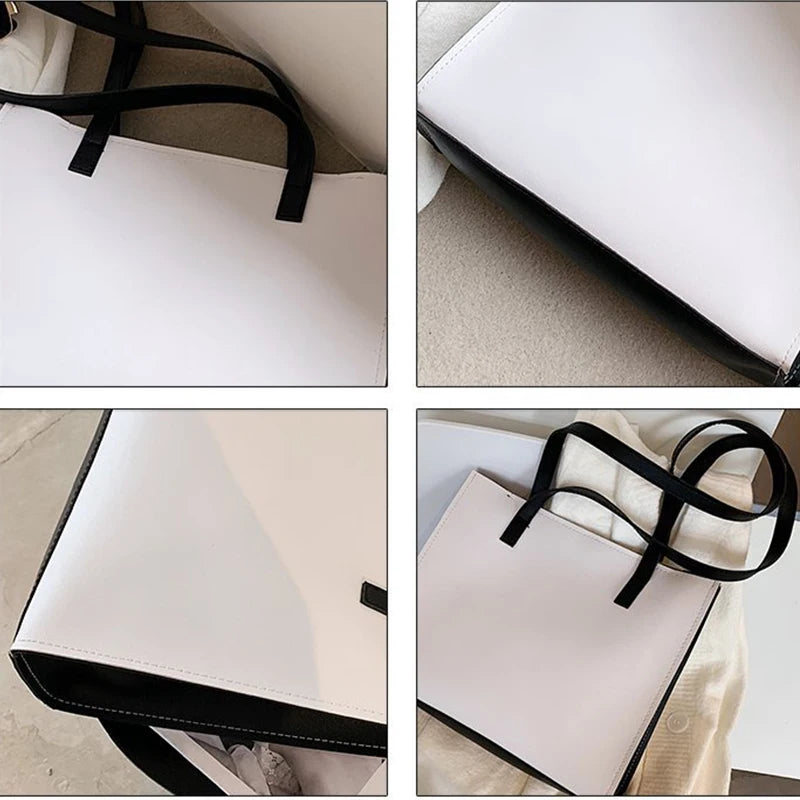 Large-Capacity Women's Shoulder Tote Bag Solid Texture