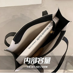 Large-Capacity Women's Shoulder Tote Bag Solid Texture