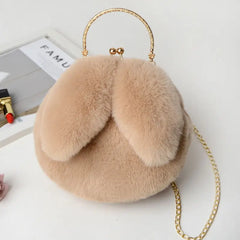 Qiaoduo Women Plush Mini Shoulder Bag Soft Rabbit Ears Crossbody Bag for Women