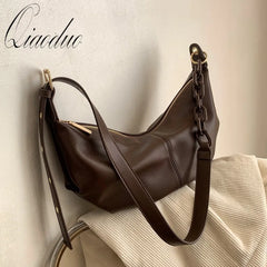 Qiaoduo Women Large Capacity Messenger Bag Soft PU Leather Solid Color