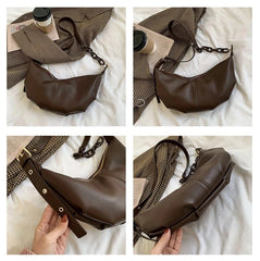 Qiaoduo Women Large Capacity Messenger Bag Soft PU Leather Solid Color
