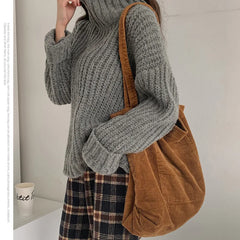 Qiaoduo Large Capacity Shopping Bag Women Handbags Casual Retro Shoulder Bag