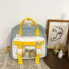 Qiaoduo Waterproof Nylon Women Backpack with Transparent Pocket